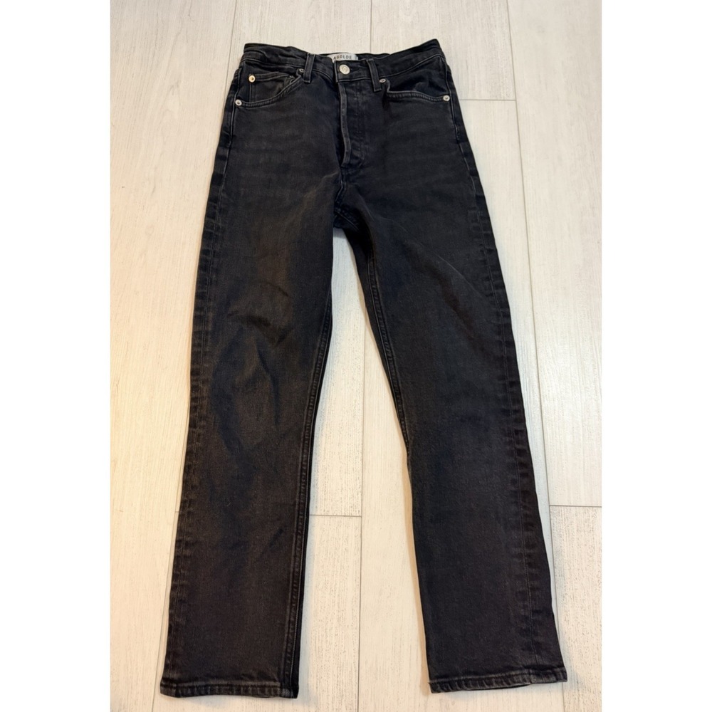 AGOLDE Riley High‎ Rise Straight Crop Jeans Sz 26 Black